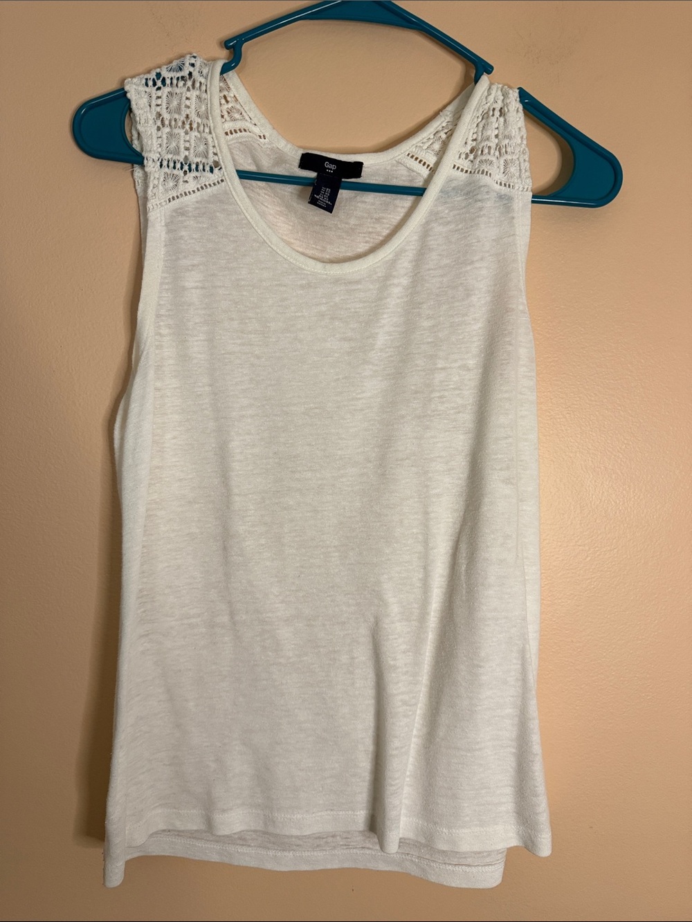 GAP White Crochet-Shoulder Tank Top